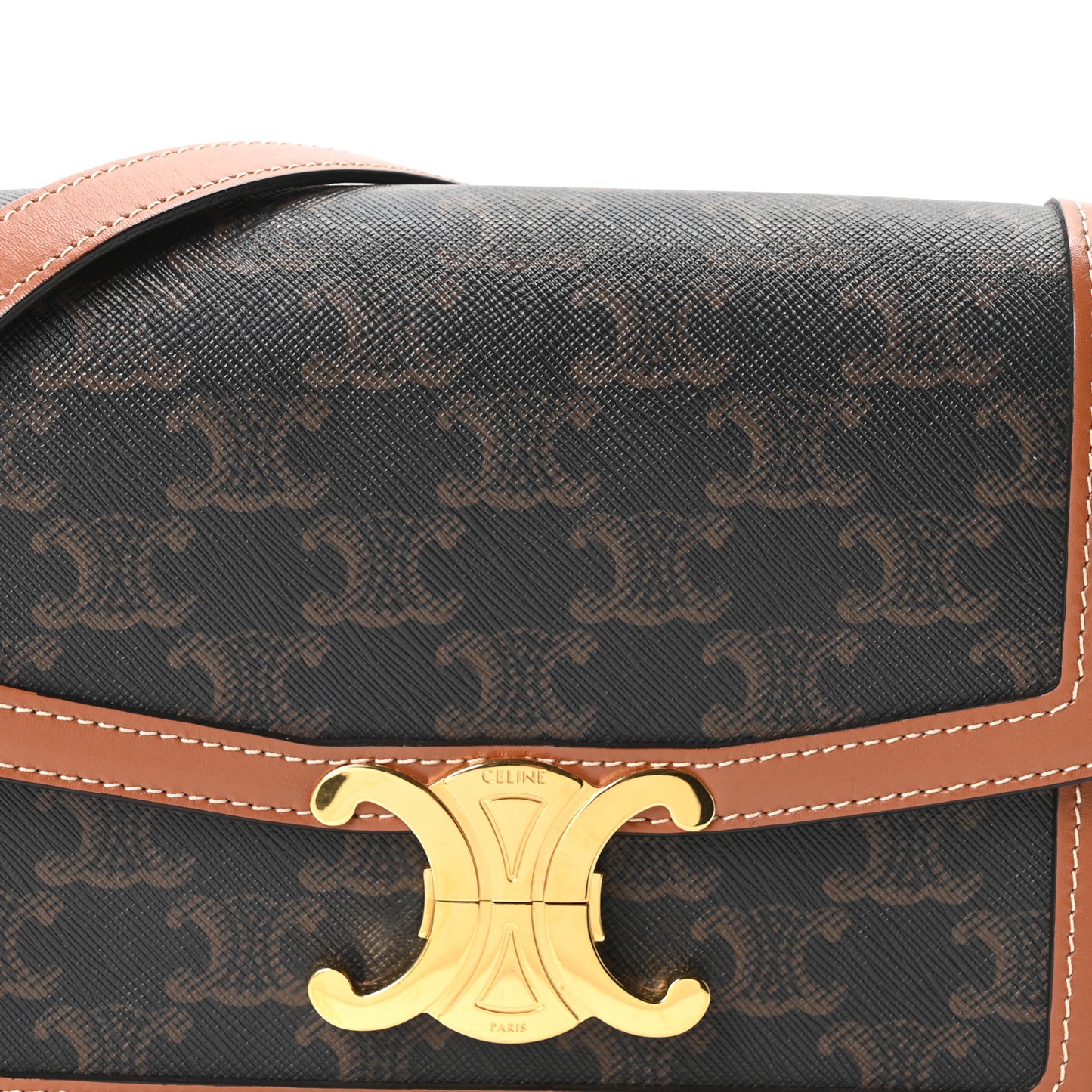 Calfskin Triomphe Canvas Teen Triomphe Bag Tan