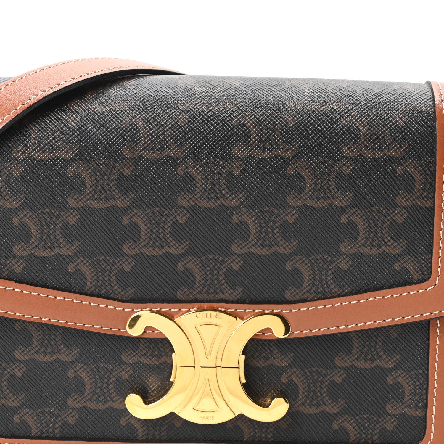 Celine Calfskin Triomphe Canvas Teen Triomphe Bag Tan 8 of 10
