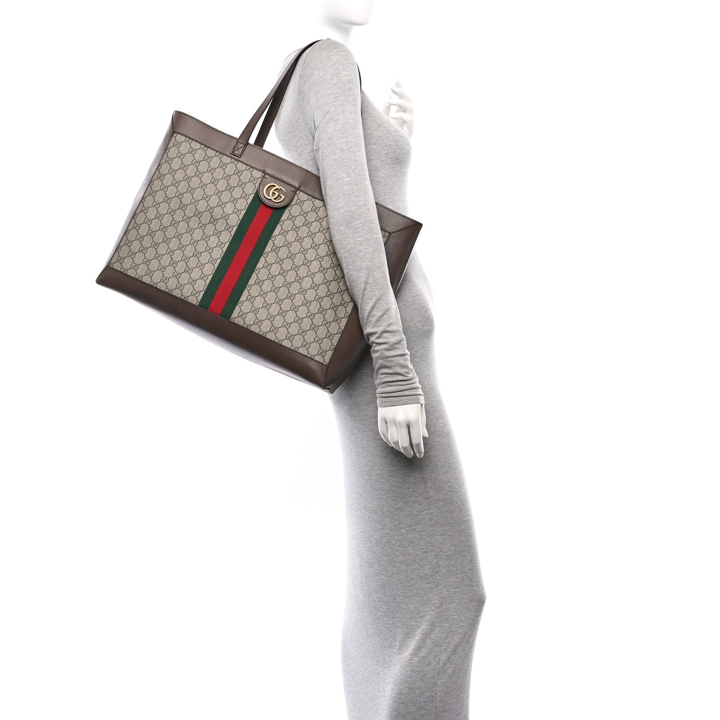 GG Supreme Monogram Web Ophidia Tote Brown