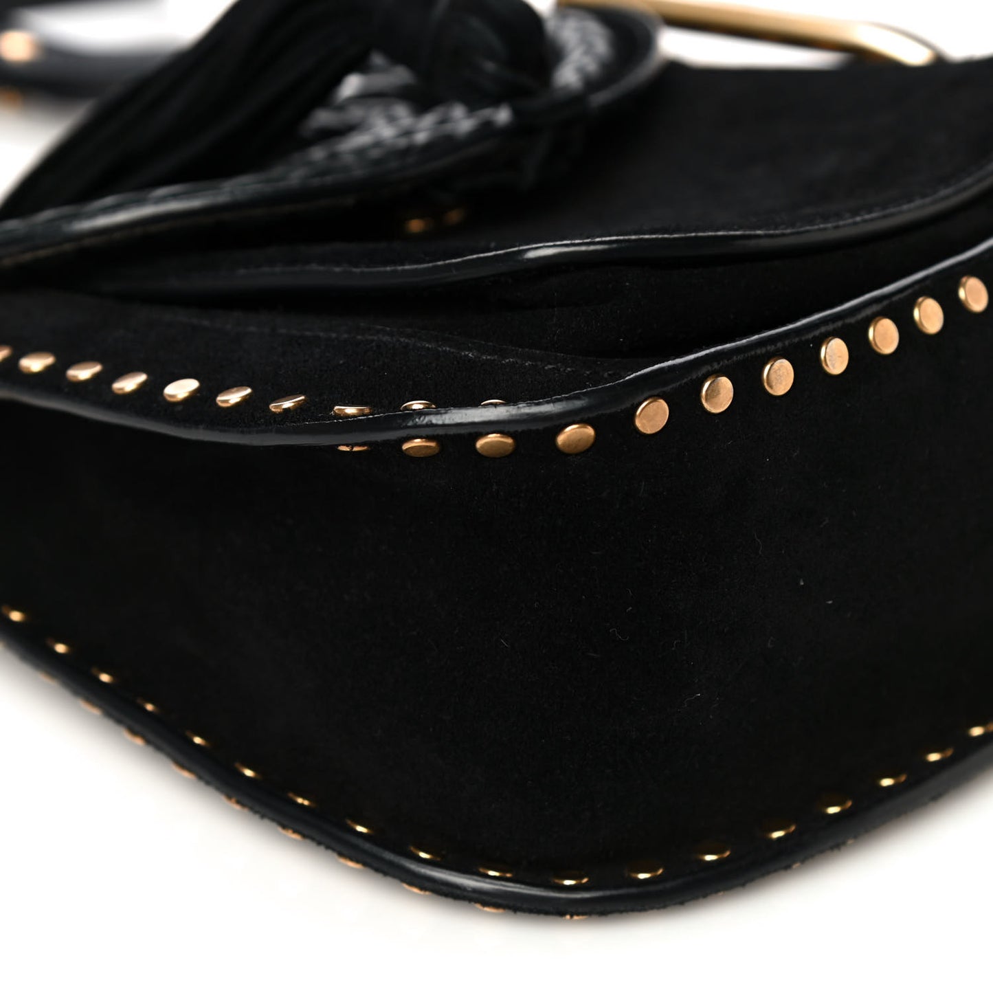 Suede Calfskin Braided Mini Hudson Shoulder Bag Black
