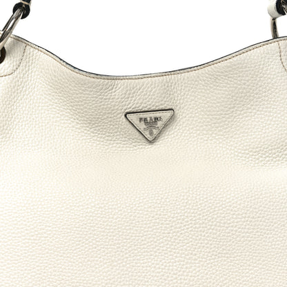 Prada Vitello Daino Hobo Bag White 7 of 9