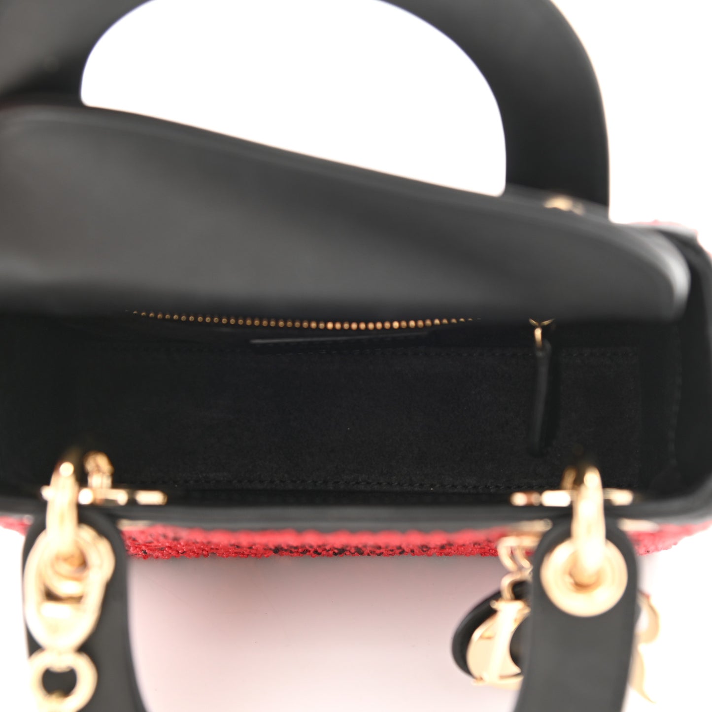 Smooth Calfskin Embroidered Heart Mini Lady Dior Black