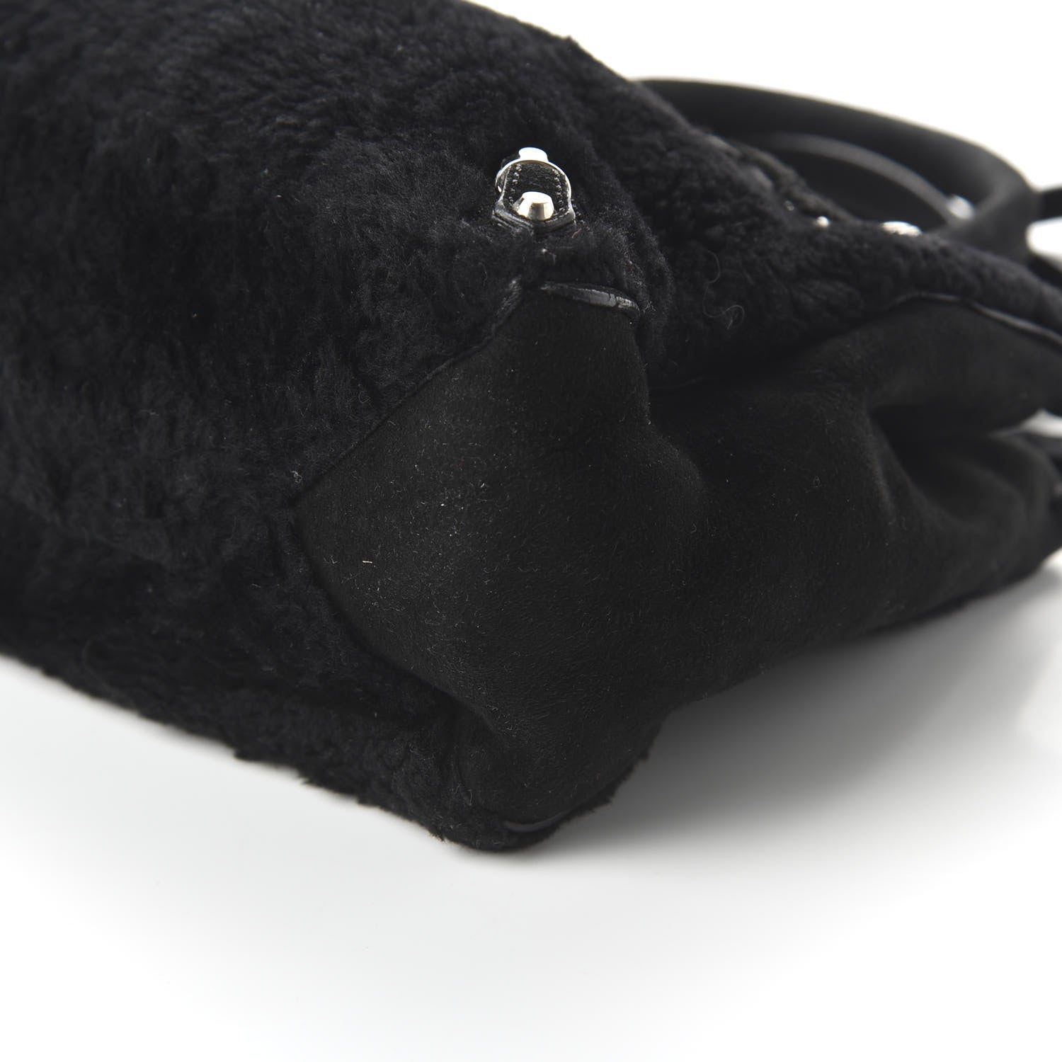 Balenciaga Shearling Suede Classic Silver Hardware Papier Mini A4 Tote Black 7 of 11