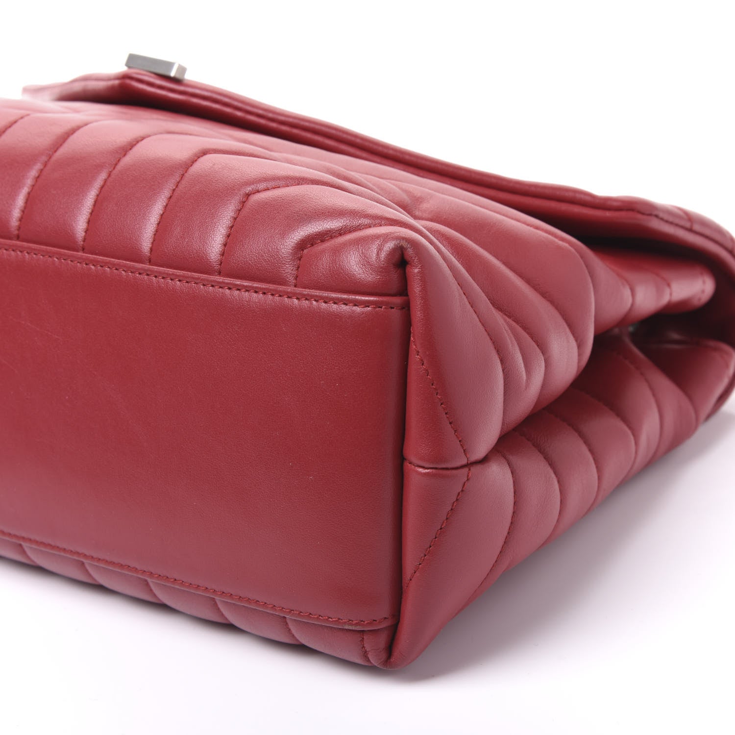 Saint Laurent Calfskin Y Quilted Monogram Medium Loulou Chain Satchel Lipstick Red 6 of 8