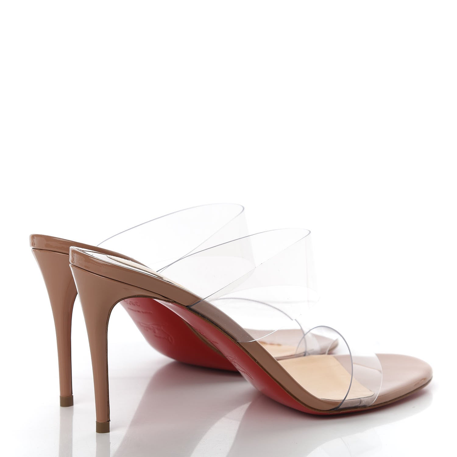 Christian Louboutin Patent PVC Just Nothing 85 Slide Sandals 38.5 Nude 4 of 9