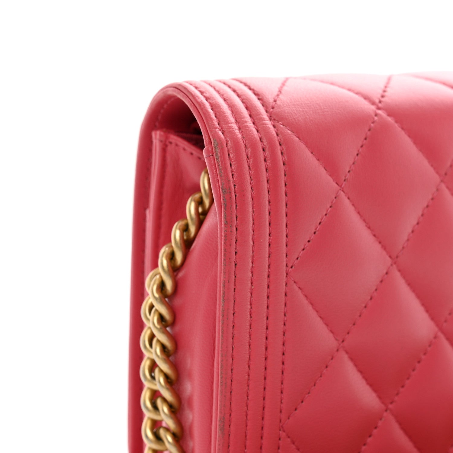 Chanel Lambskin Quilted Boy Wallet On Chain WOC Pink 13 of 14