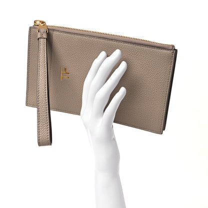 Tom Ford Grained Calfskin TF Wristlet Wallet Silk Taupe 2 of 10
