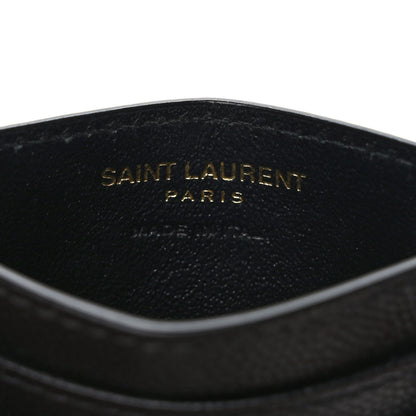 Saint Laurent Grain De Poudre Matelasse Chevron Monogram Credit Card Case Black 6 of 7