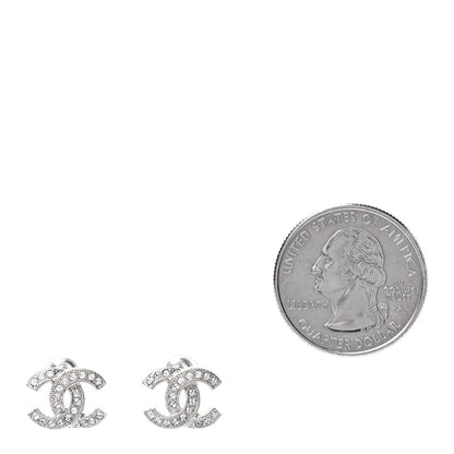 Chanel Crystal Mini Timeless CC Earrings Silver 2 of 4