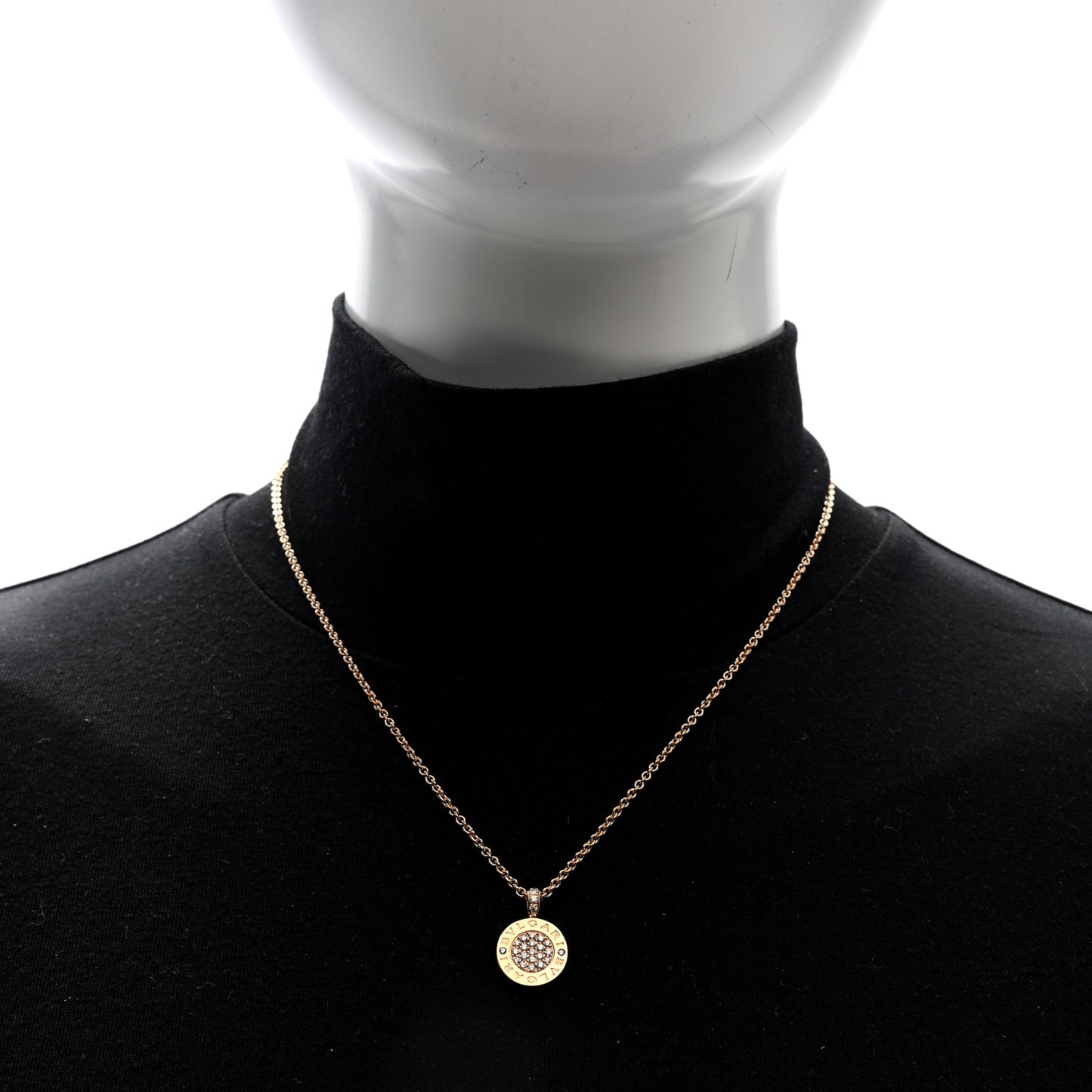 18K Rose Gold Diamond Green Jade BVLGARI BVLGARI Pendant Necklace