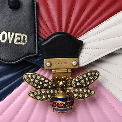 Gucci Calfskin Bamboo Trapuntata Queen Margaret Top Handle Bag Blue Agata Hibiscus Red Mystic White Sugar Pink 10 of 10