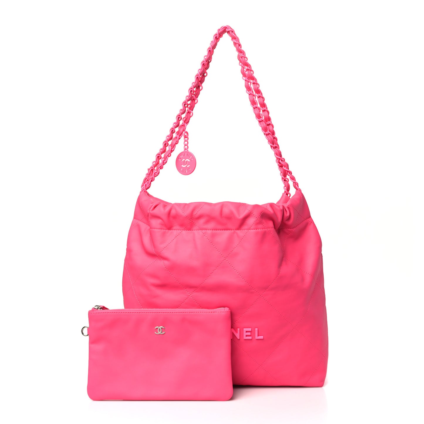 Matte Calfskin Quilted Monochrome Small Chanel 22 Fuchsia