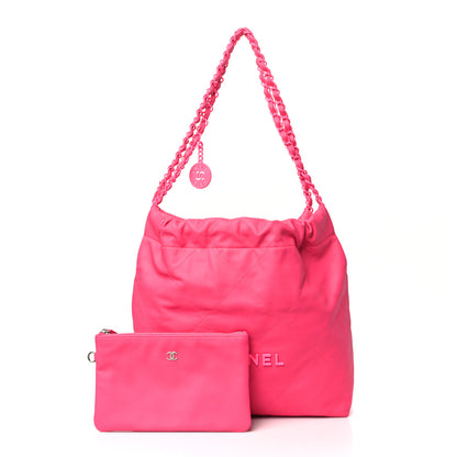 Chanel Matte Calfskin Quilted Monochrome Small Chanel 22 Fuchsia 3 of 11