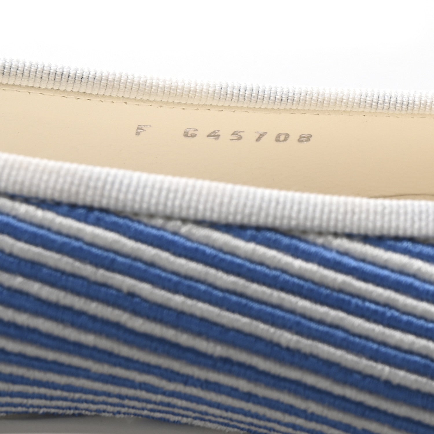 Chanel Fabric Grosgrain Cap Toe CC Flats 35 White Blue 9 of 10
