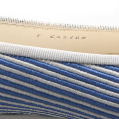 Chanel Fabric Grosgrain Cap Toe CC Flats 35 White Blue 9 of 10