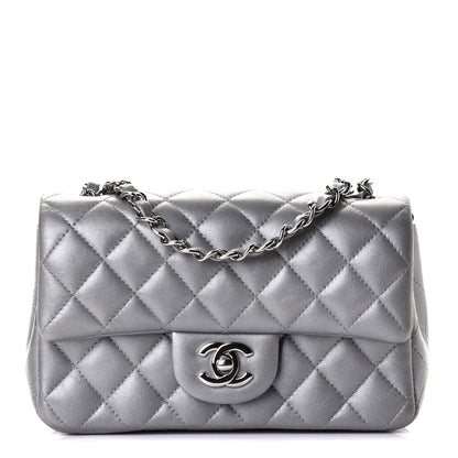Chanel Metallic Lambskin Quilted Mini Rectangular Flap Silver 1 of 4