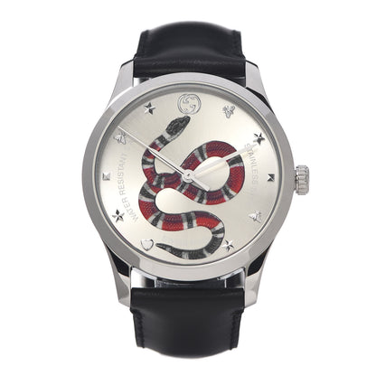 Gucci Stainless Steel Calfskin 38mm G-Timeless Snake Quartz Watch 1 of 6