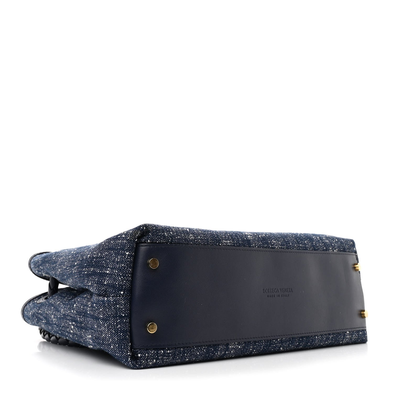 Bottega Veneta Denim Andiamo Shoulder Bag Navy White Orange