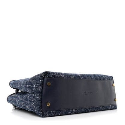 Bottega Veneta Denim Andiamo Shoulder Bag Navy White Orange 4 of 9