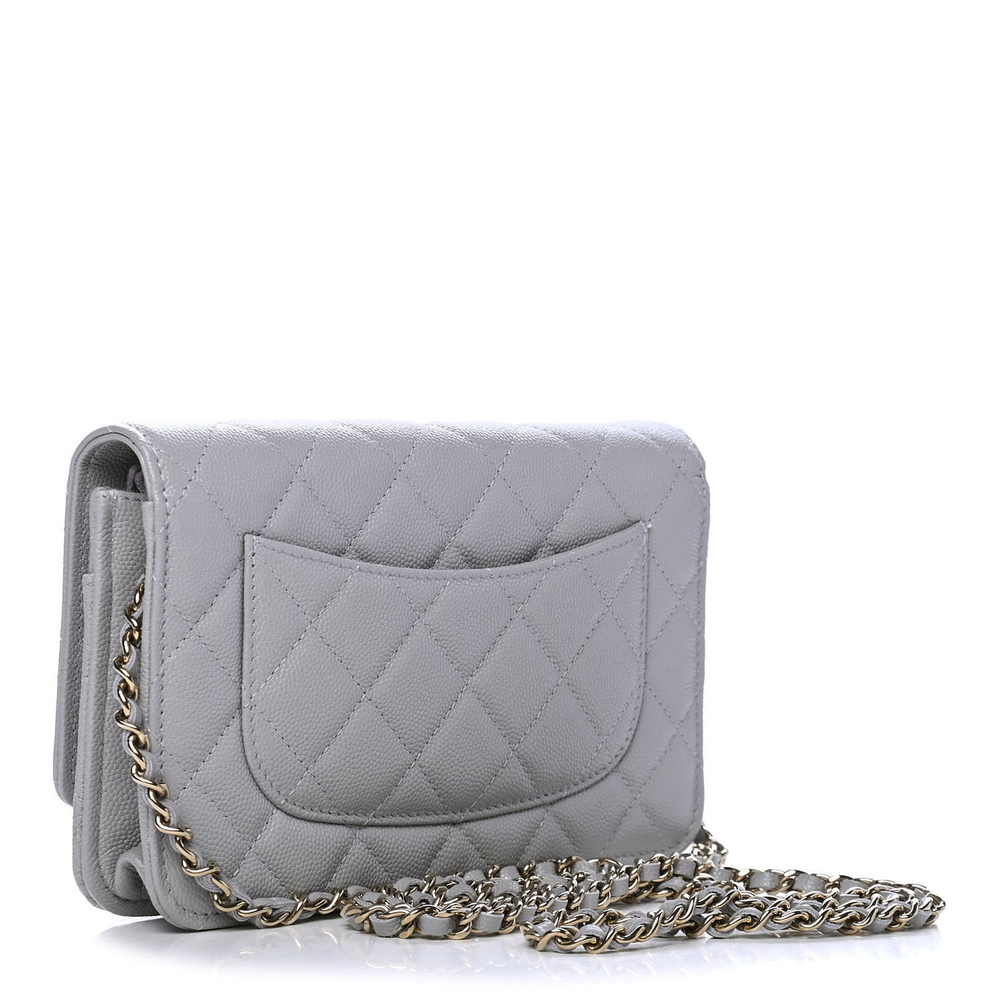Caviar Quilted Wallet On Chain WOC Grey