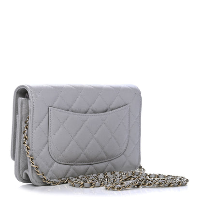Chanel Caviar Quilted Wallet On Chain WOC Grey 2 of 8