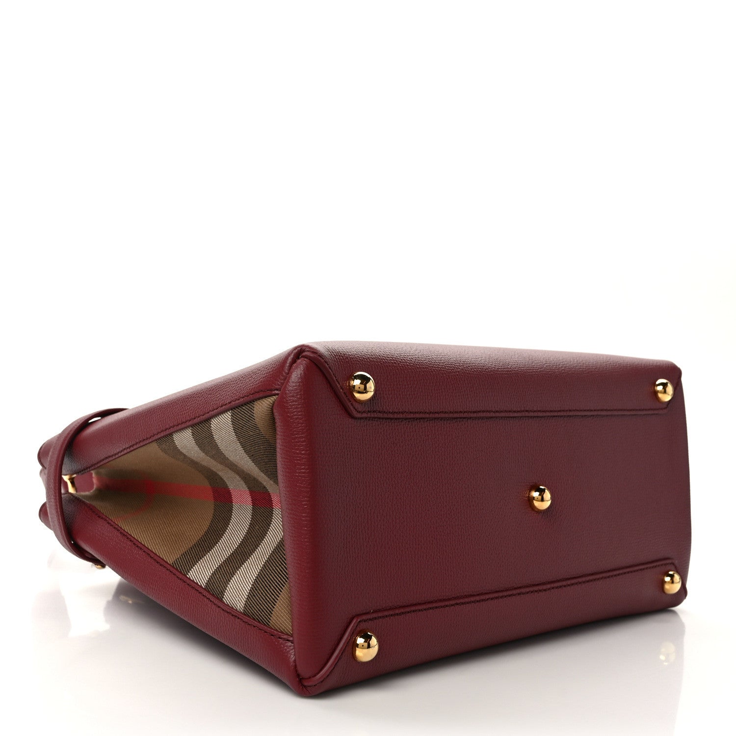 Burberry Grainy Calfskin House Check Medium Banner Tote Mahogany Red 4 of 11