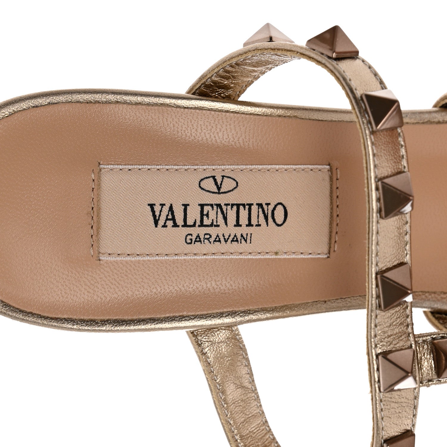 Valentino Garavani Metallic Pebbled Calfskin Rockstud 60mm Caged Slide Sandals 36 Mekong 7 of 8