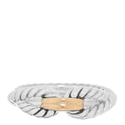 David Yurman Sterling Silver 18K Yellow Gold Cable Loop Ring 50 5.5 1 of 4