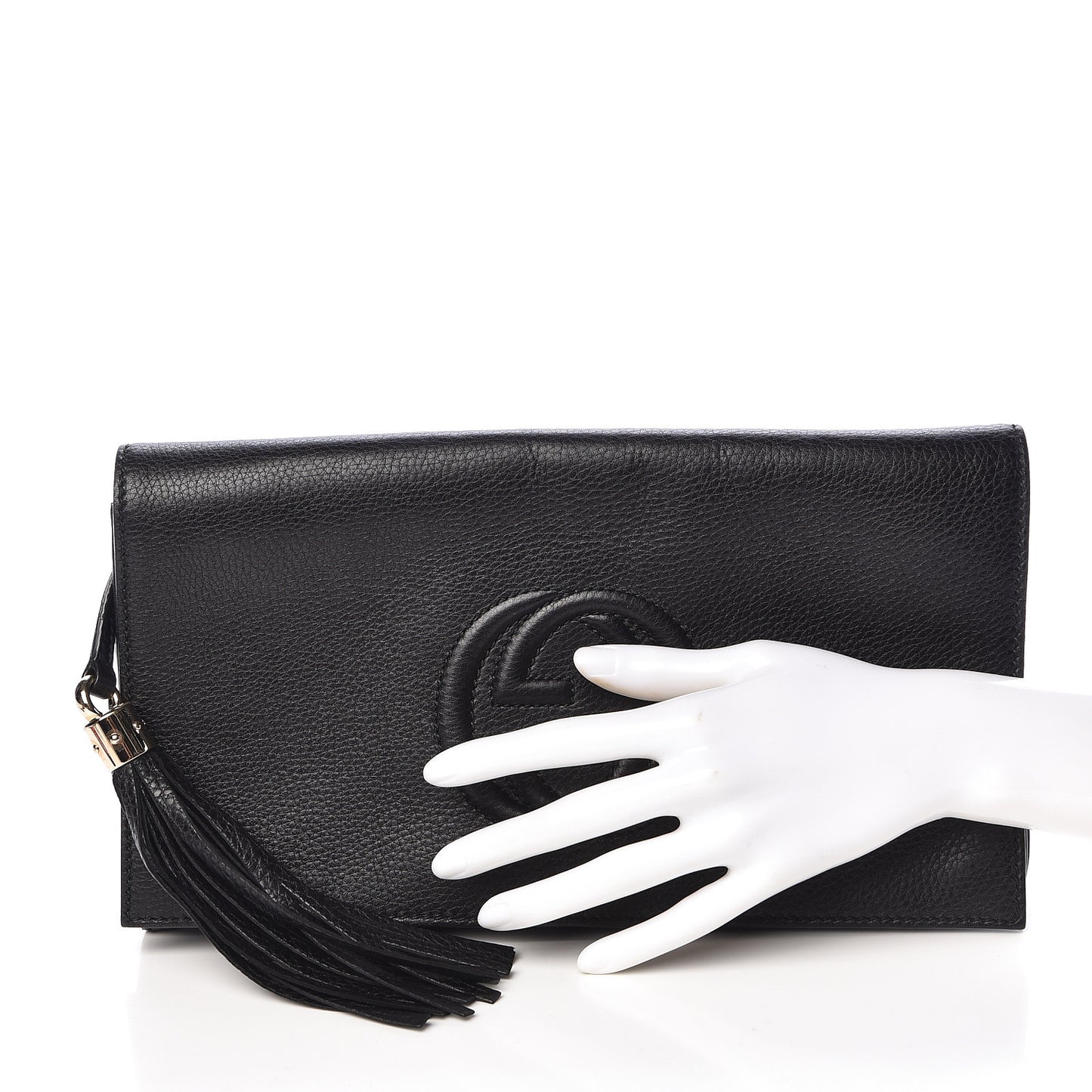 Pebbled Calfskin Medium Soho Clutch Black