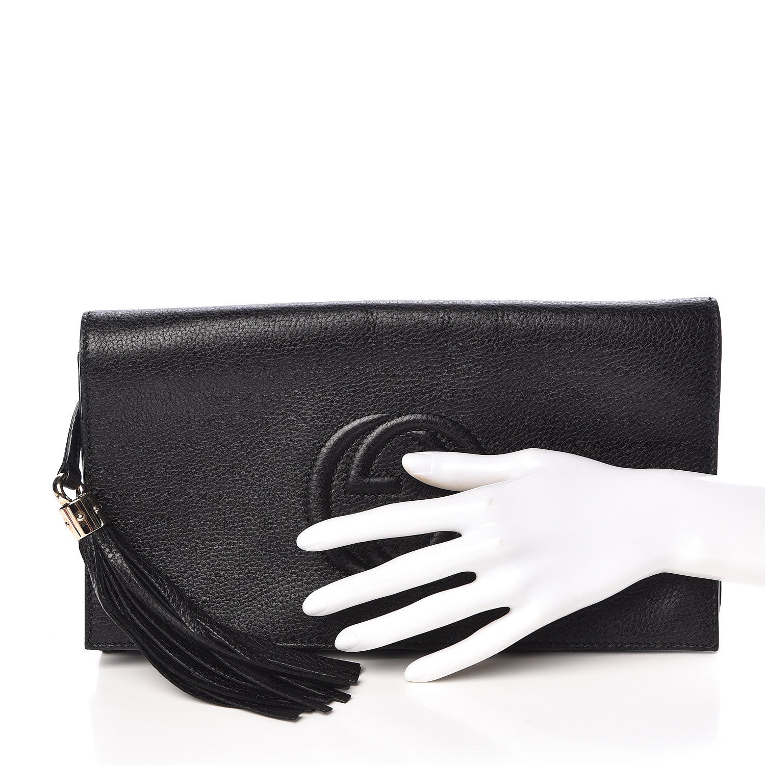 Gucci Pebbled Calfskin Medium Soho Clutch Black 2 of 8