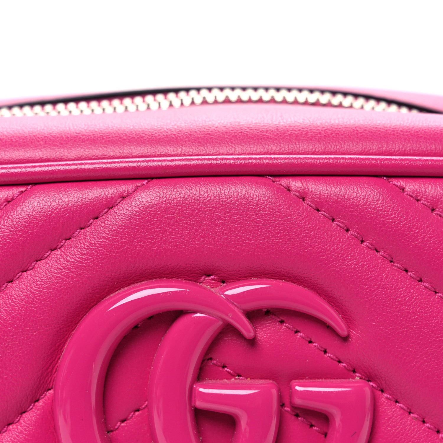 Gucci Calfskin Matelasse Monochrome Small GG Marmont Chain Shoulder Bag Classic Fuxia 8 of 10