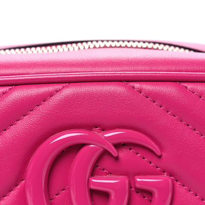 Gucci Calfskin Matelasse Monochrome Small GG Marmont Chain Shoulder Bag Classic Fuxia 8 of 10