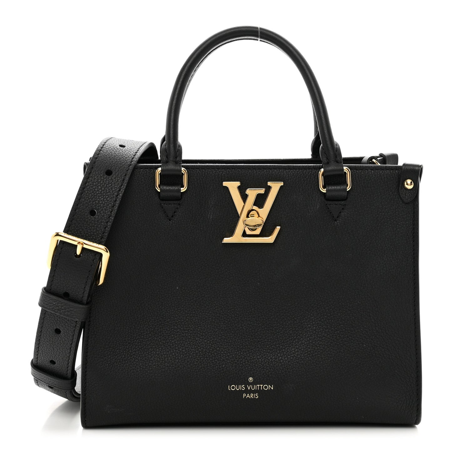 Calfskin Lock & Go Tote Black