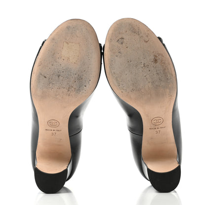 Chanel Lambskin Peep Toe CC Pumps 37 Black 5 of 12