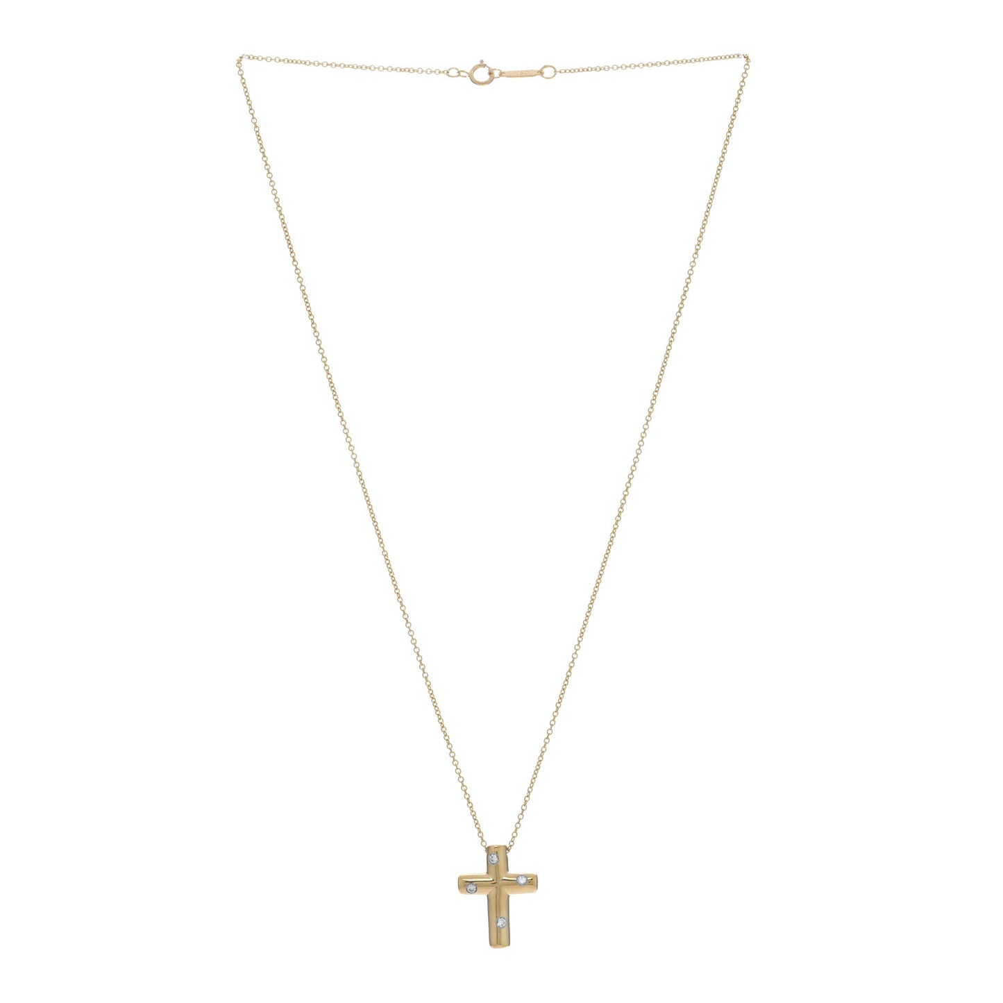 18K Yellow Gold Diamond Etoile Cross Pendant Necklace