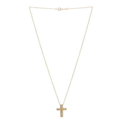 Tiffany 18K Yellow Gold Diamond Etoile Cross Pendant Necklace 3 of 4