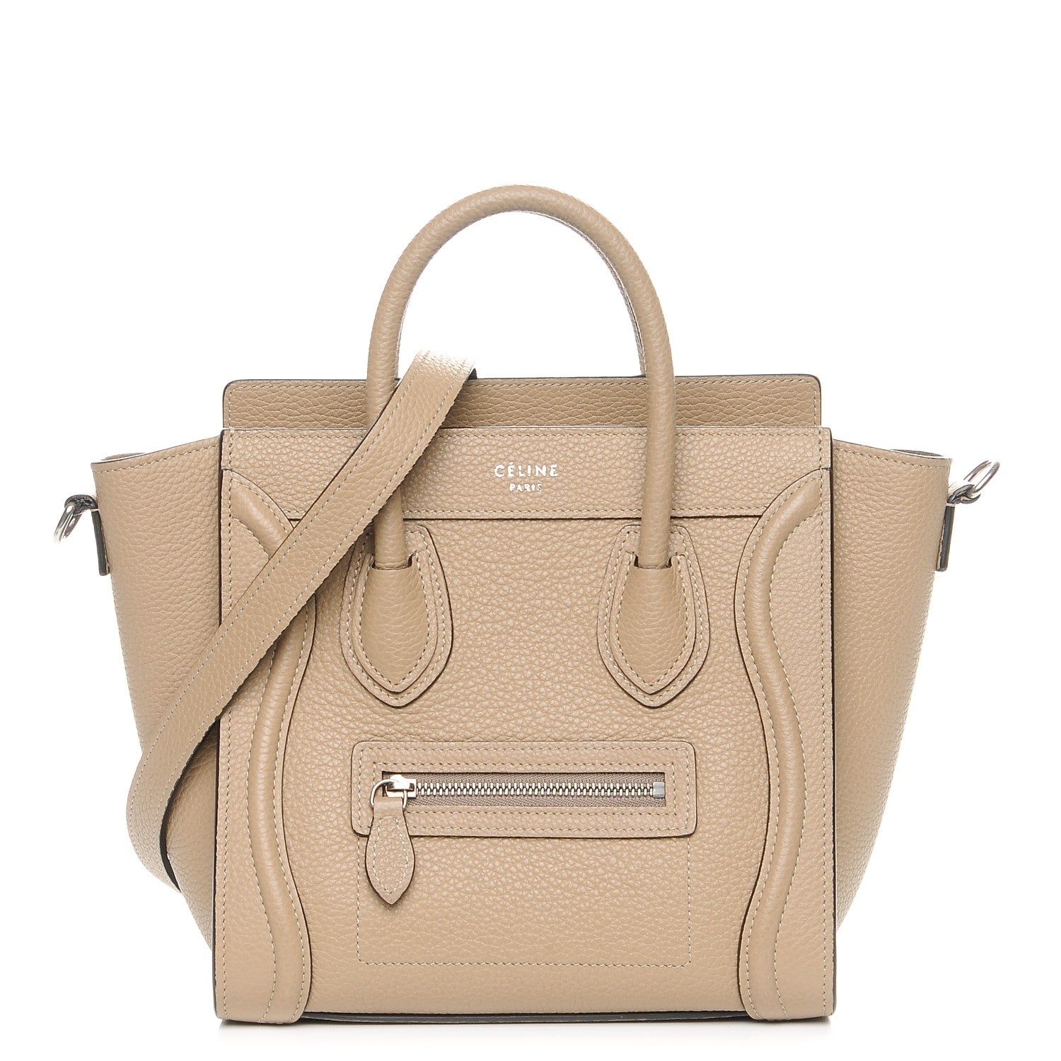 Celine Drummed Calfskin Nano Luggage Dune 1 of 8