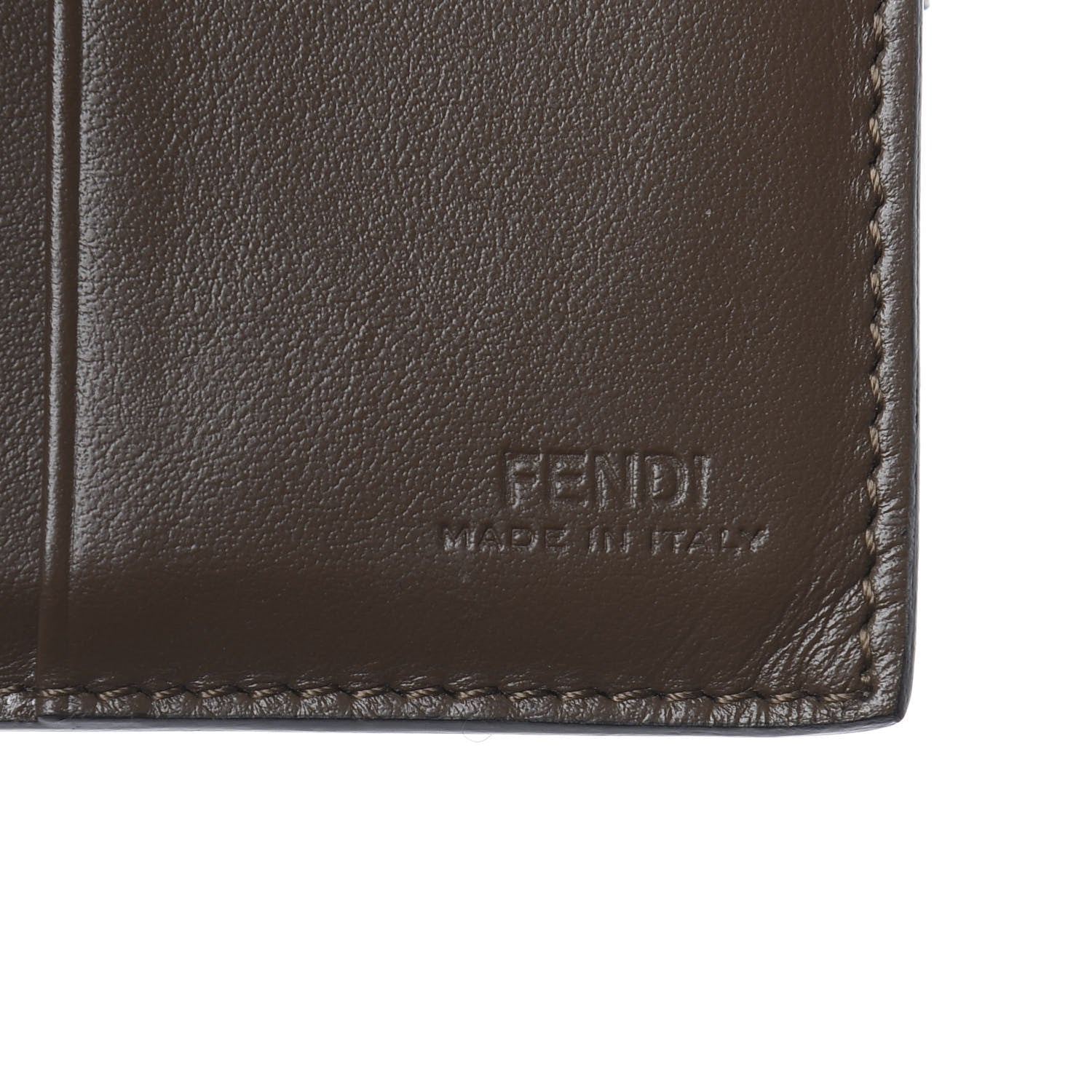 Fendi Vitello Soft F is Fendi Bi-Color FF 1974 Embossed Compact Wallet Maya Black 6 of 8
