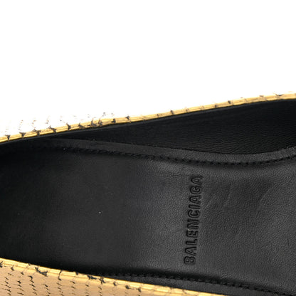 Balenciaga Metallic Calfskin Snakeskin Embossed Essex 110mm Pumps 36 Gold 10 of 11