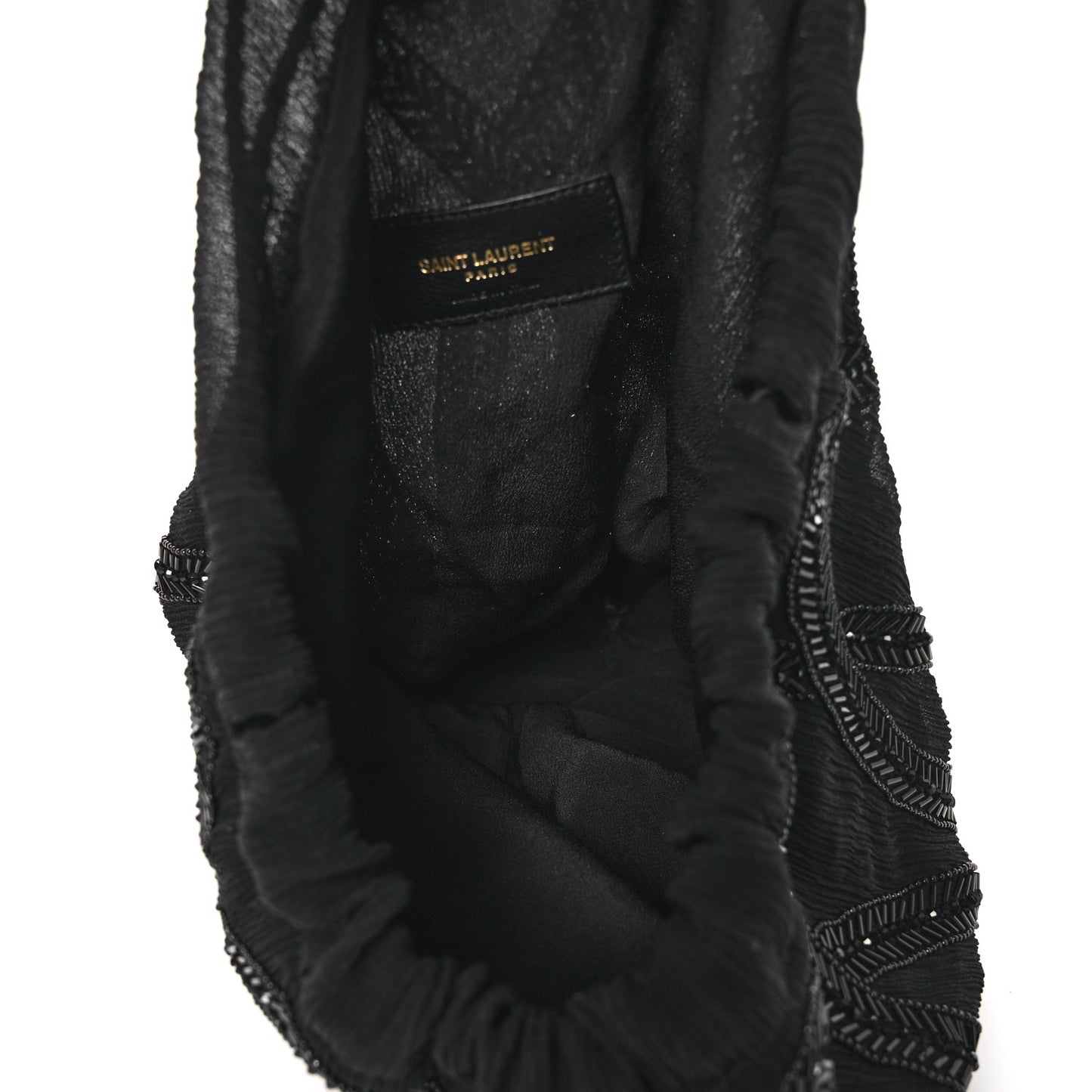 Chiffron Beaded Pochon Souple Bag Black