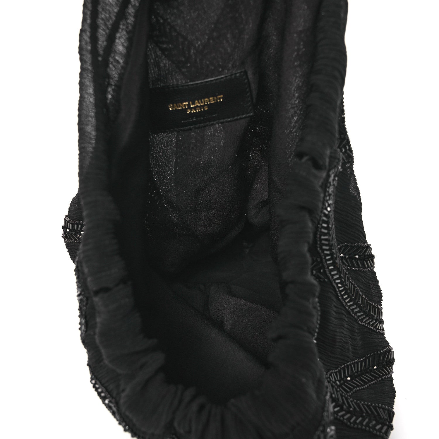 Saint Laurent Chiffron Beaded Pochon Souple Bag Black 5 of 10
