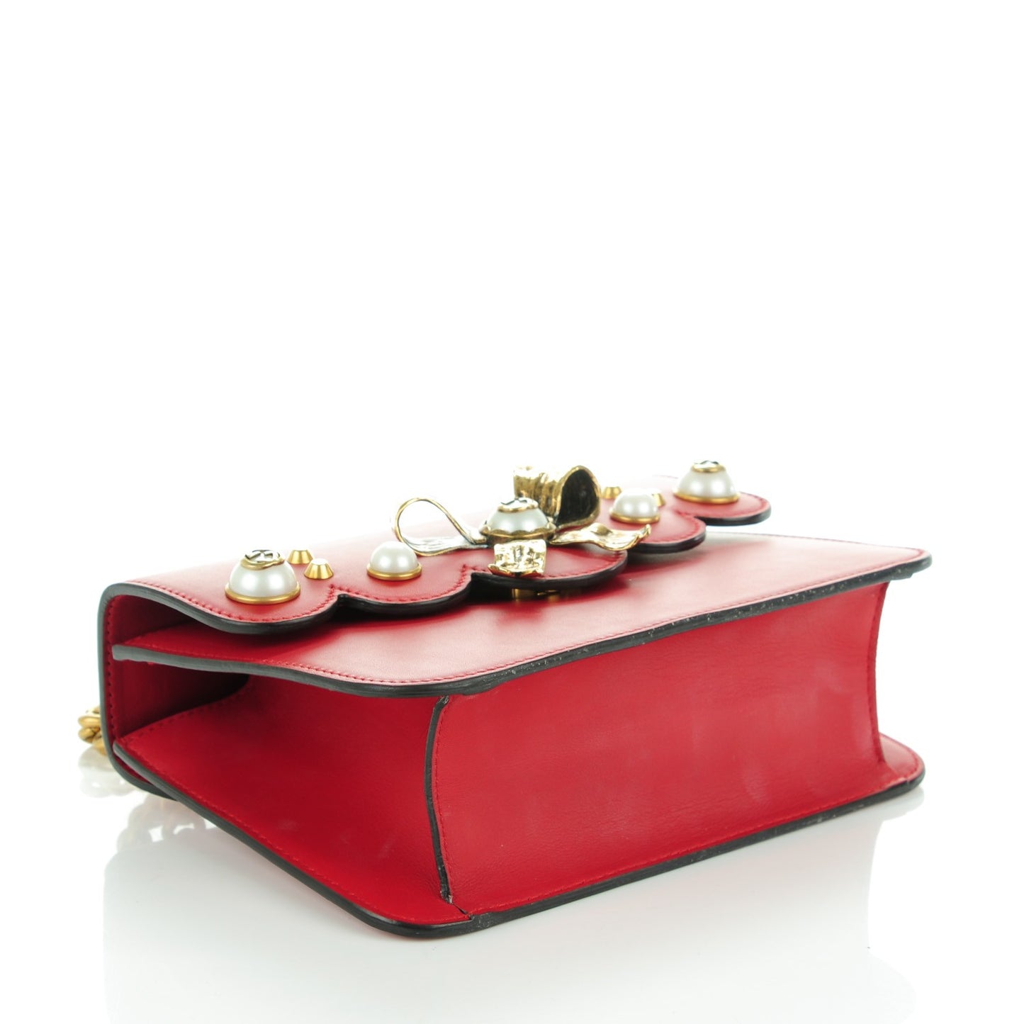 Calfskin Peony Small Chain Shoulder Bag Hibiscus Red