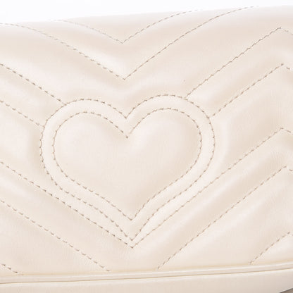 Gucci Calfskin Matelasse Super Mini GG Marmont Shoulder Bag White 14 of 17