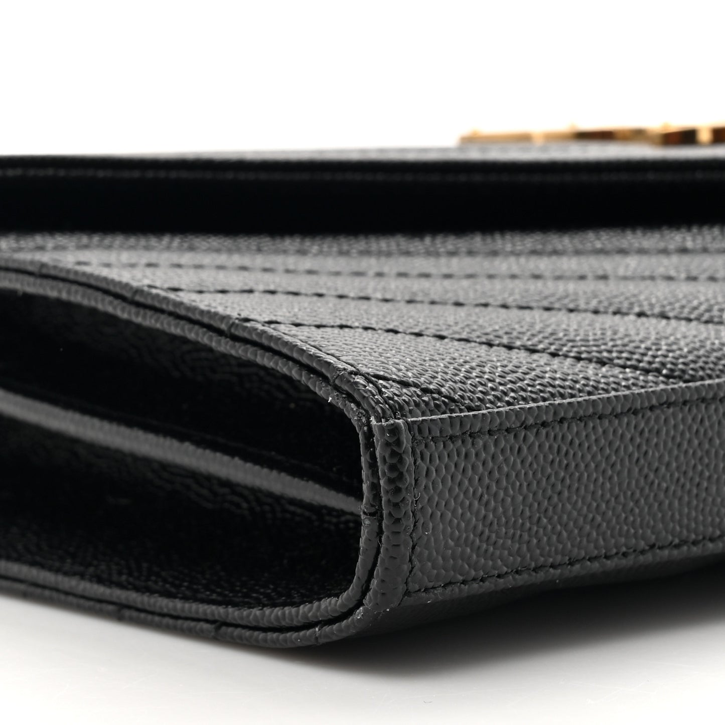 Grain De Poudre Matelasse Chevron Monogram Chain Wallet Black