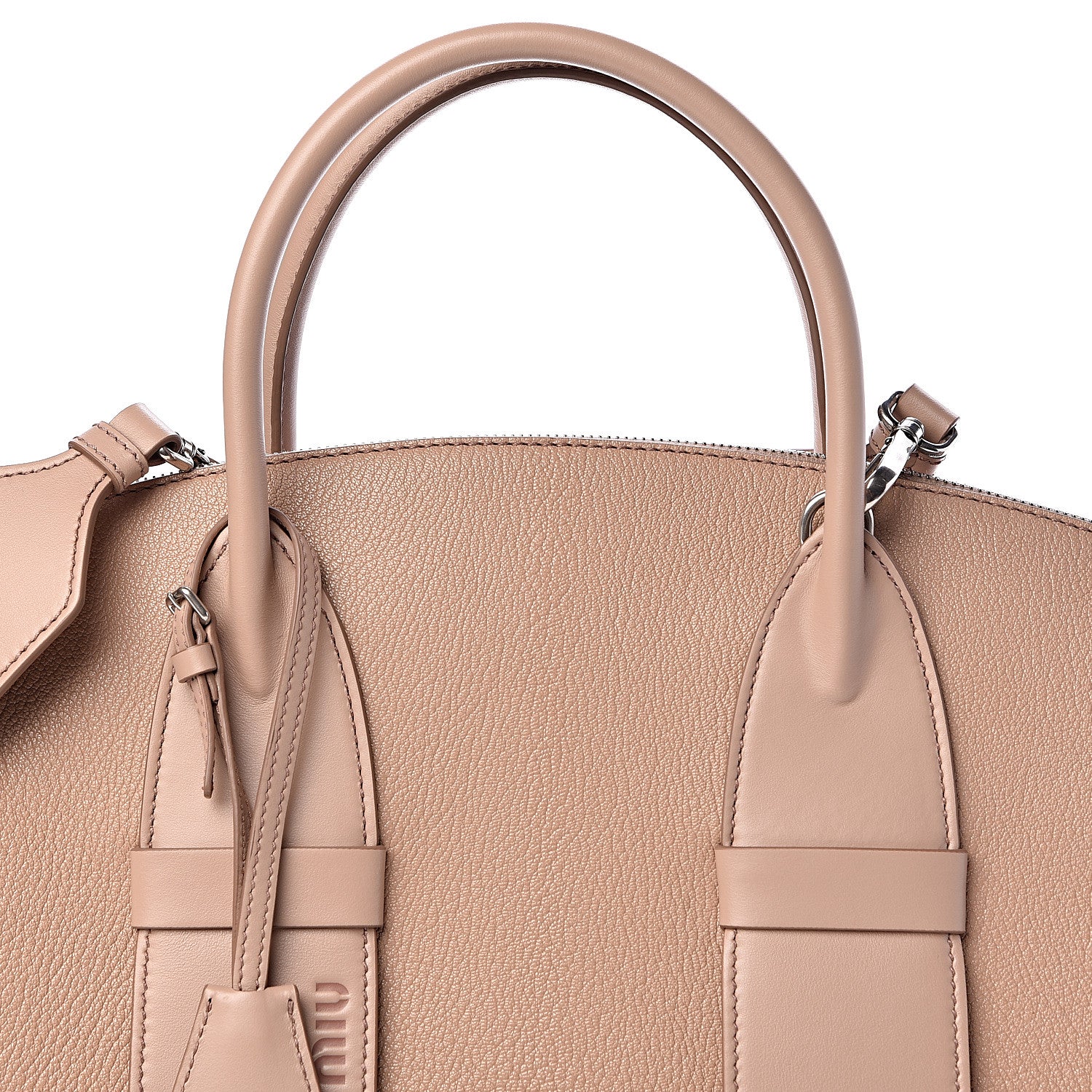 Miu Miu Madras Soft Calfskin Top Handle Satchel Cammeo 9 of 9
