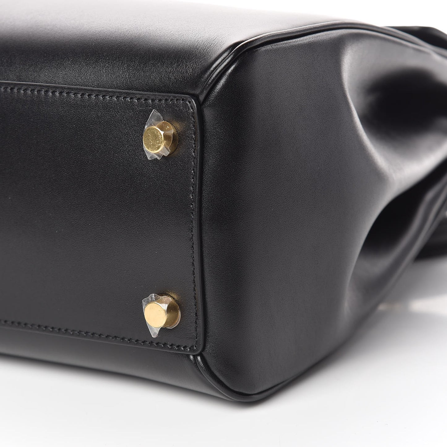 Satinated Calfskin Medium 16 Top Handle Bag Black