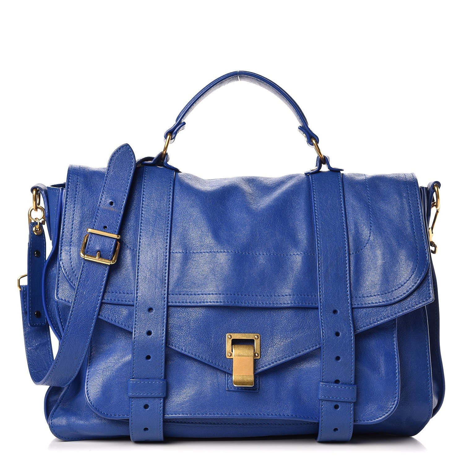 Proenza Schouler Lambskin PS1 Large Satchel Cobalt 1 of 9