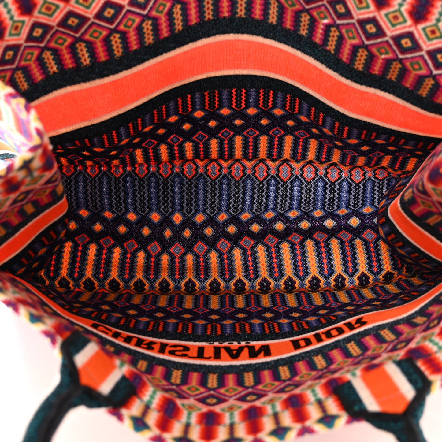 Canvas Embroidered Large Book Tote Orange Multicolor