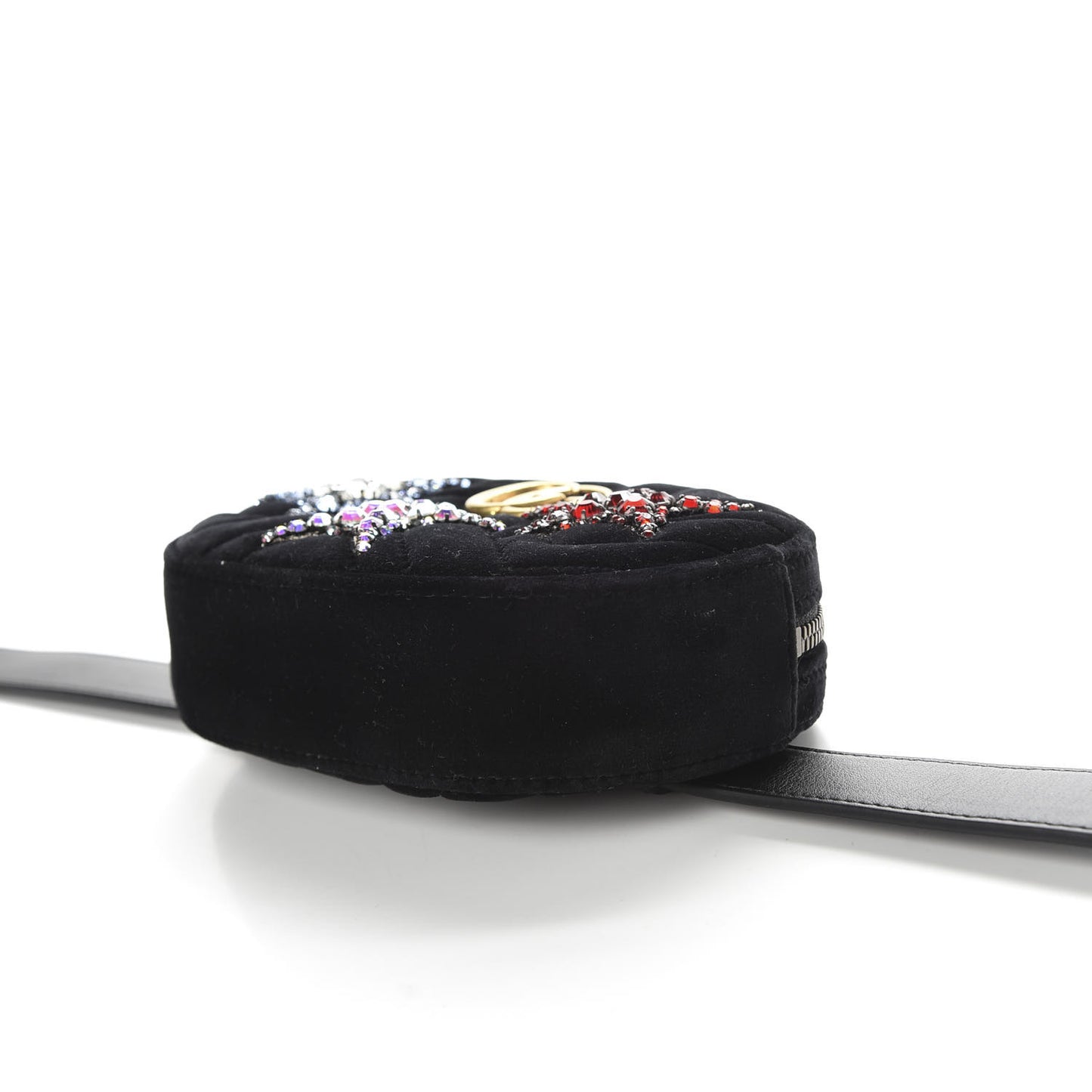 Velvet Matelasse Crystal Star GG Marmont Belt Bag 85 34 Black