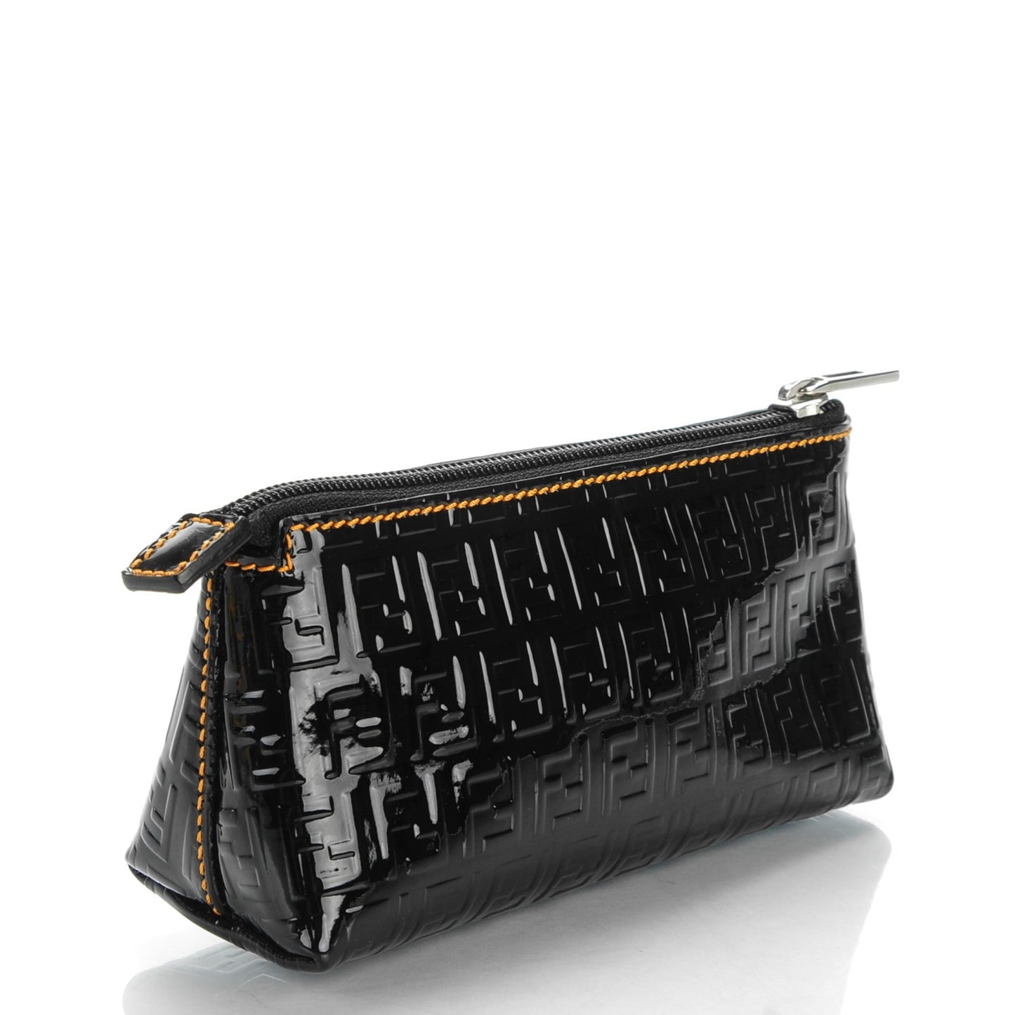 Patent FF Embossed Cosmetic Pouch Black